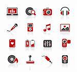 Set of decorative red icons isolated on white background for your web site or presentations. Vector file in EPS 8 file format.