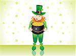 st patricks leprechaun with money pot vector illustration