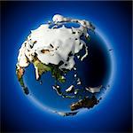Relief planet Earth is covered with snow drifts - the concept of the winter season, snowy weather, Christmas holidays and New Year