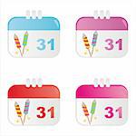 set of 4 new year calendar icons