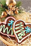 traditional christmas gingerbread in a wicker basket