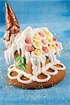 traditional christmas gingerbread house with gnome