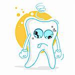 illustration of sad teeth on white background