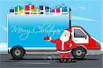 illustration of christmas card with cargo