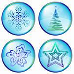 Christmas button icon, vector eps10, winter symbol, set