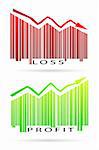 illustration of profit and loss graph on white background