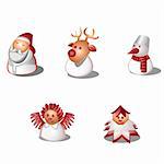 Set of various christmas icons on white background