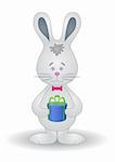 Holiday vector: toy rabbit with a gift box, isolated