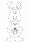 Holiday vector: toy rabbit with a gift box, isolated, contour