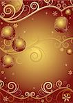 Red-golden dark christmas background with balls (vector)