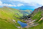 Alpine lake Brebeneckul on summer mountain ravine (Ukraine, Chornogora Ridge, Carpathian Mountains).