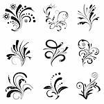 Set of floral design elements. Vector illustration. Vector art in Adobe illustrator EPS format, compressed in a zip file. The different graphics are all on separate layers so they can easily be moved or edited individually. The document can be scaled to any size without loss of quality.