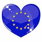 Vector heart with Europe flag texture isolated on a white background. Flag easy to replace