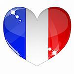 Vector heart with France flag texture isolated on a white background. Flag easy to replace