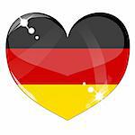 Vector heart with Germany flag texture isolated on a white background.Flag easy to replace