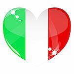 Vector heart with Italy flag texture isolated on a white background.