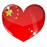 Vector heart with China flag texture isolated on a white background. Flag easy to replace