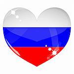 Vector heart with Russia flag texture isolated on a white background. Flag easy to replace