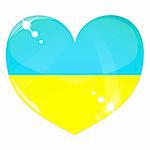 Vector heart with Ukraine flag texture isolated on a white background. Flag easy to replace