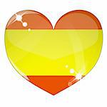 Vector heart with Spain flag texture isolated on a white background. Flag easy to replace
