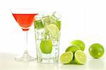 cocktails on a party with alcohol lime and copyspace