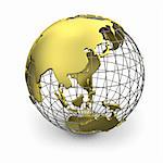 Golden globe, Asia isolated on white background