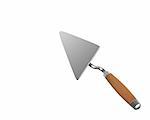 Trowel used as pointer back view isolated on white background