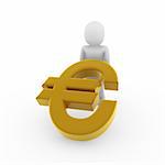 3d human euro symbol gold business money