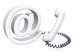 Email symbol and handset. Isolated over white