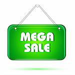 illustration of mega sale tag on white background