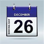 Simple blue and white boxing day calendar icon