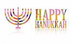 Colorful happy hanukkah logo isolated over a white background