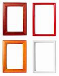 collection of wooden frames on white background. each one is in full camera resolution