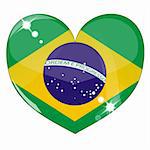 Vector heart with Brazil flag texture isolated on a white background. Flag easy to replace