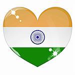 Vector heart with India flag texture isolated on a white background. Flag easy to replace