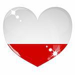 Vector heart with Poland flag texture isolated on a white background. Flag easy to replace