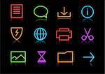 Vektor Satz der eleganten Neon einfache Symbole für häufig verwendete Computerfunktionen