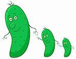 Family of cucumbers, vector, the parent and two children