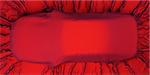 car under the red satin cloth. 3d image