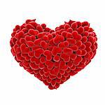 heart of velvet in a large heart. with clipping path.