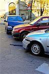 Three car traffic accident at street intersection