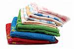 Pile of coloured bath towels