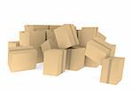 piles of cardboard boxes on a white background