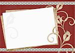 Card for congratulation or invitation with retro paper rose and ornate