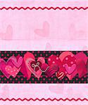 Card with pink hearts for congratulation with Valentines day