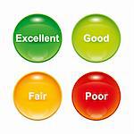 A set of four survey icons red yellow green