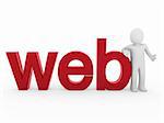 3d human web red internet white business man