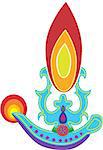 Indian Deepavali oil lamps wishes-vector