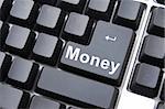 money text on computer keyboard  as concept for internet business