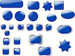 collection of blue buttons - vector